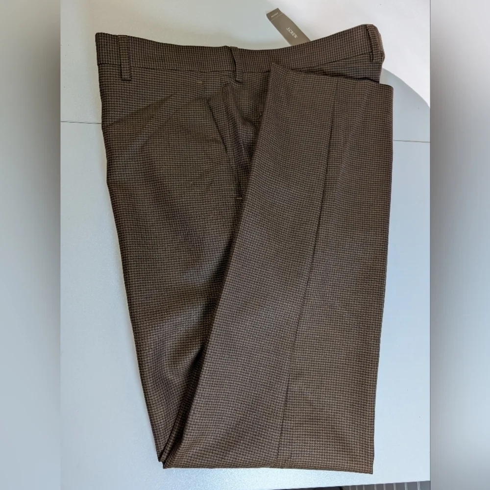 J.Crew Ludlow Slim Suit Pants  Brown Houndstooth 35x32 NWT